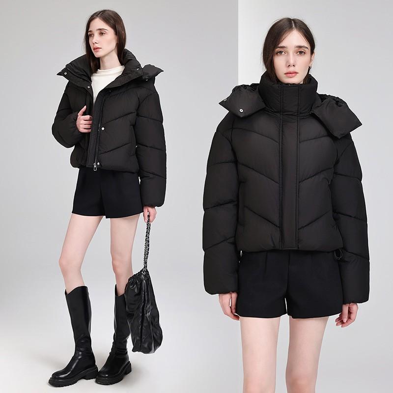 Womens Short Hooded Winter Puffer Coat Loose Fit Warm Cotton Jacket Petite Girls