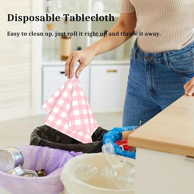 1Pcs Waterproof Oilproof Disposable Plastic Tablecloth 137x274cm PEVA Table Cover for Party Wedding Restaurant Dining Decoration
