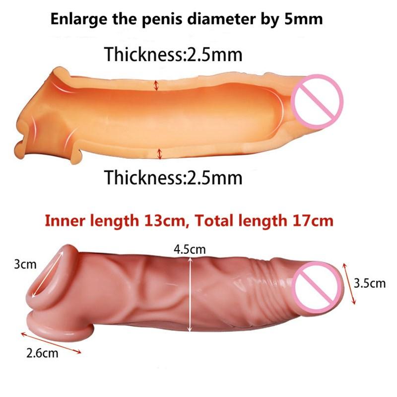 Silicone Penis Enlargement Condoms Penis Extension Sleeve Adults Intimate Sex Toy for Man Reusable Condom Cock Rings Dildo Cover
