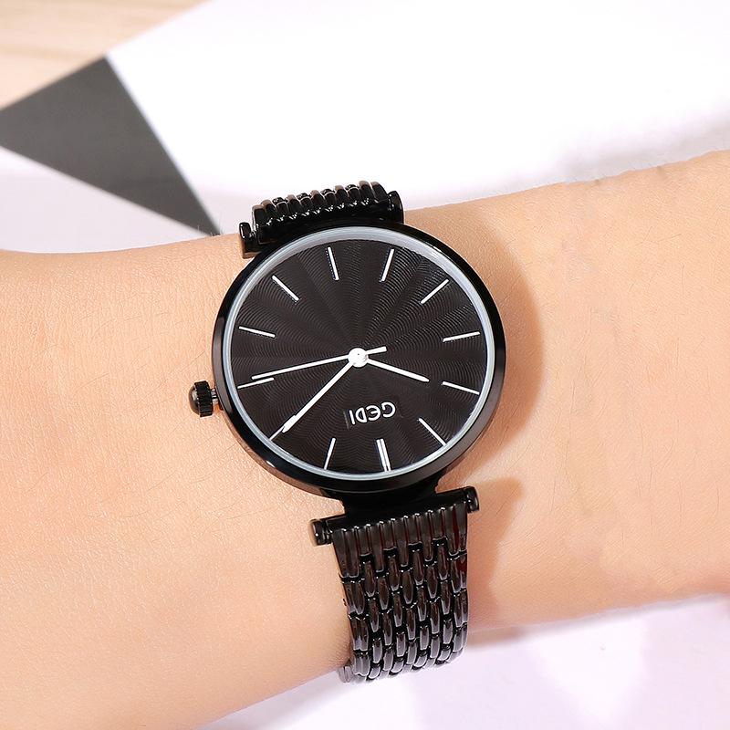 Ladies' Leisure Steel Belt Quartz Pointer Student