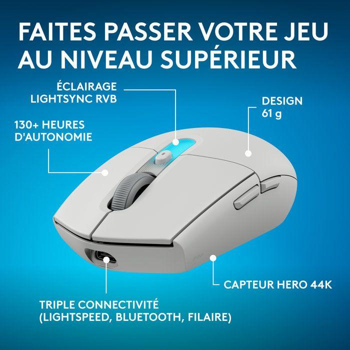 Souris gamer - Sans fil - Logitech G - G305 X Superlight - Lightspeed - Blanc