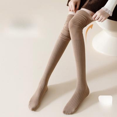 Socken für Damen im Frühling und Herbst, kniehohe Frotteesocken, einfarbige lockere Oberschenkelhohe Socken, High-Top Baumwollsocken