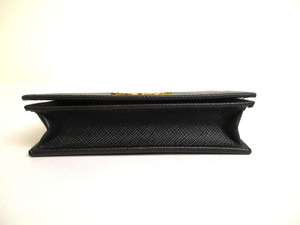 Authentisches PRADA Schwarzes Saffiano Leder Kartenetui Kartenhalter #b063 Geöffnete Schachtel