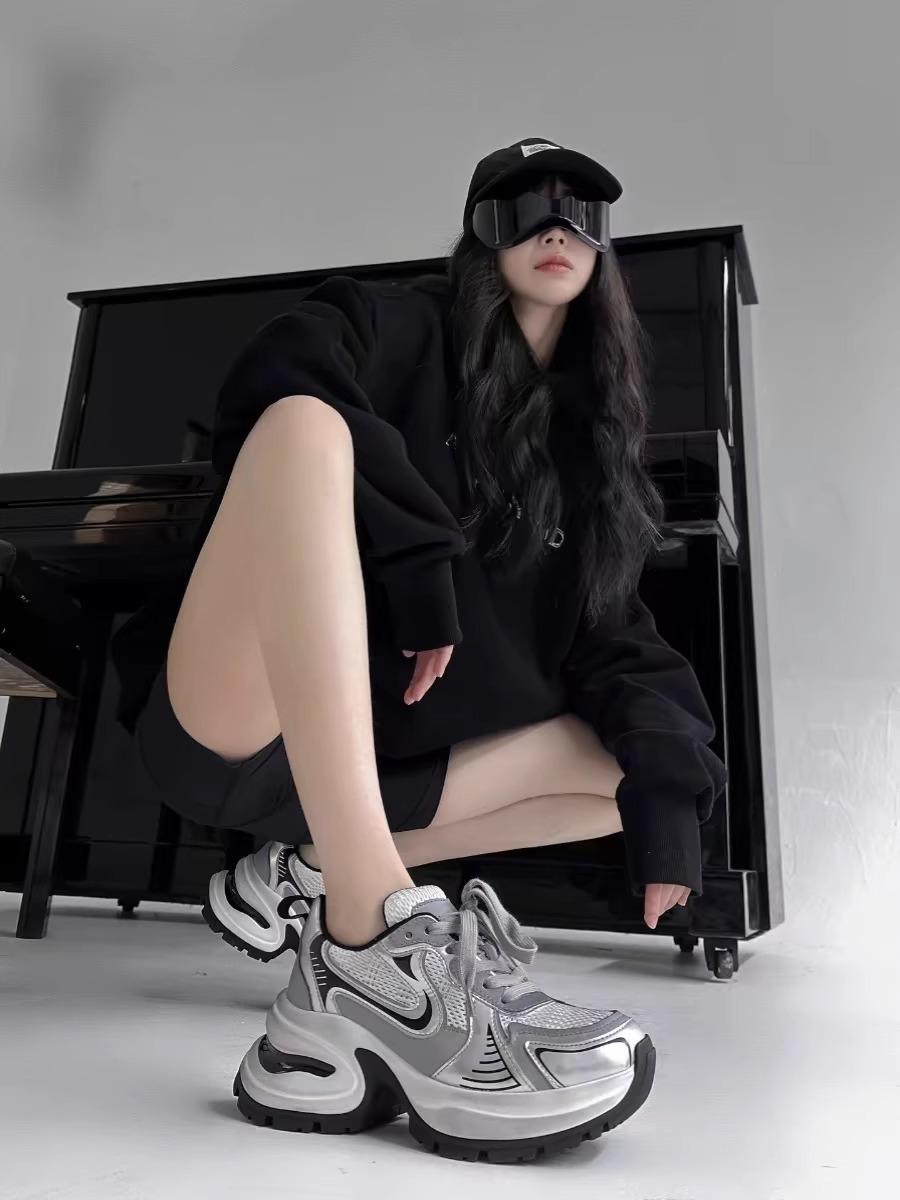 

Zhao Ruth s dad shoes women s GC silver platform casual shoes spring and summer heightening sports shoes 40 серебряный