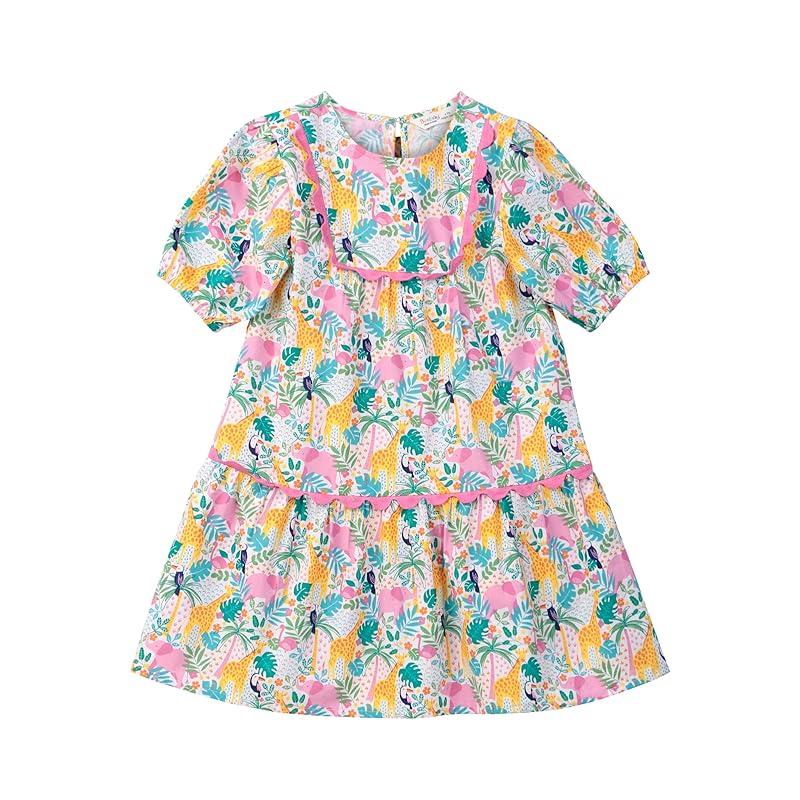 Tropical print lace detail dress Multi 7 Years