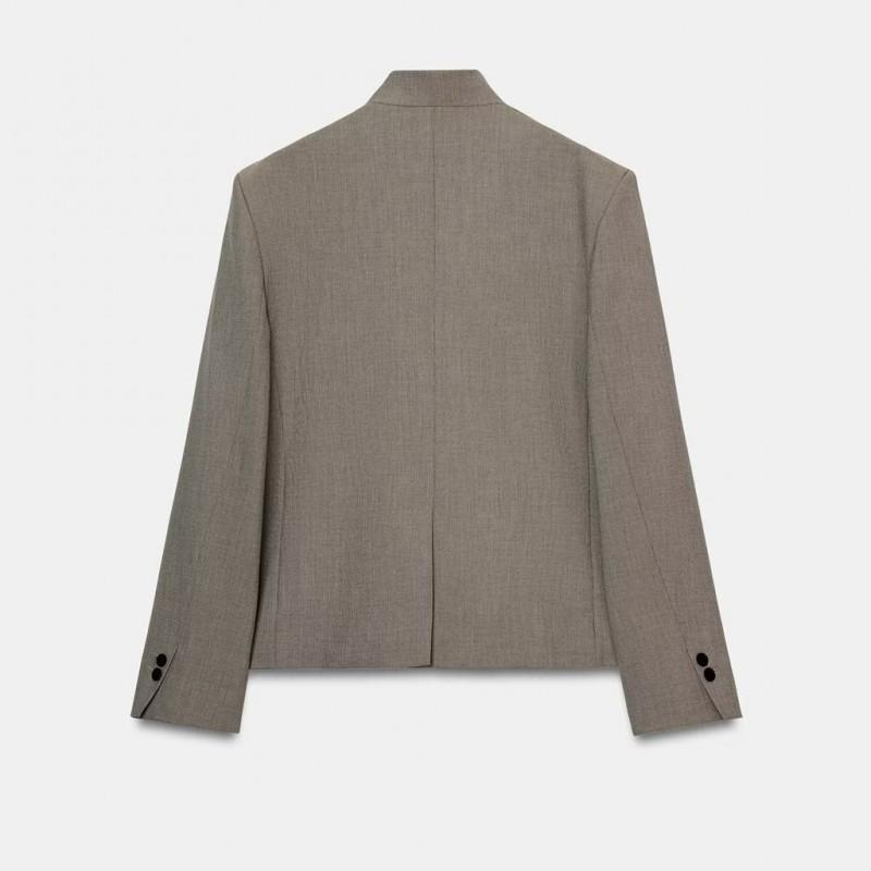 TAOP Dámský Ležérní Minimalistický Blazer s Vysokým Límcem Jednobarevný Dlouhý Rukáv Kancelářské Svrchní Oblečení