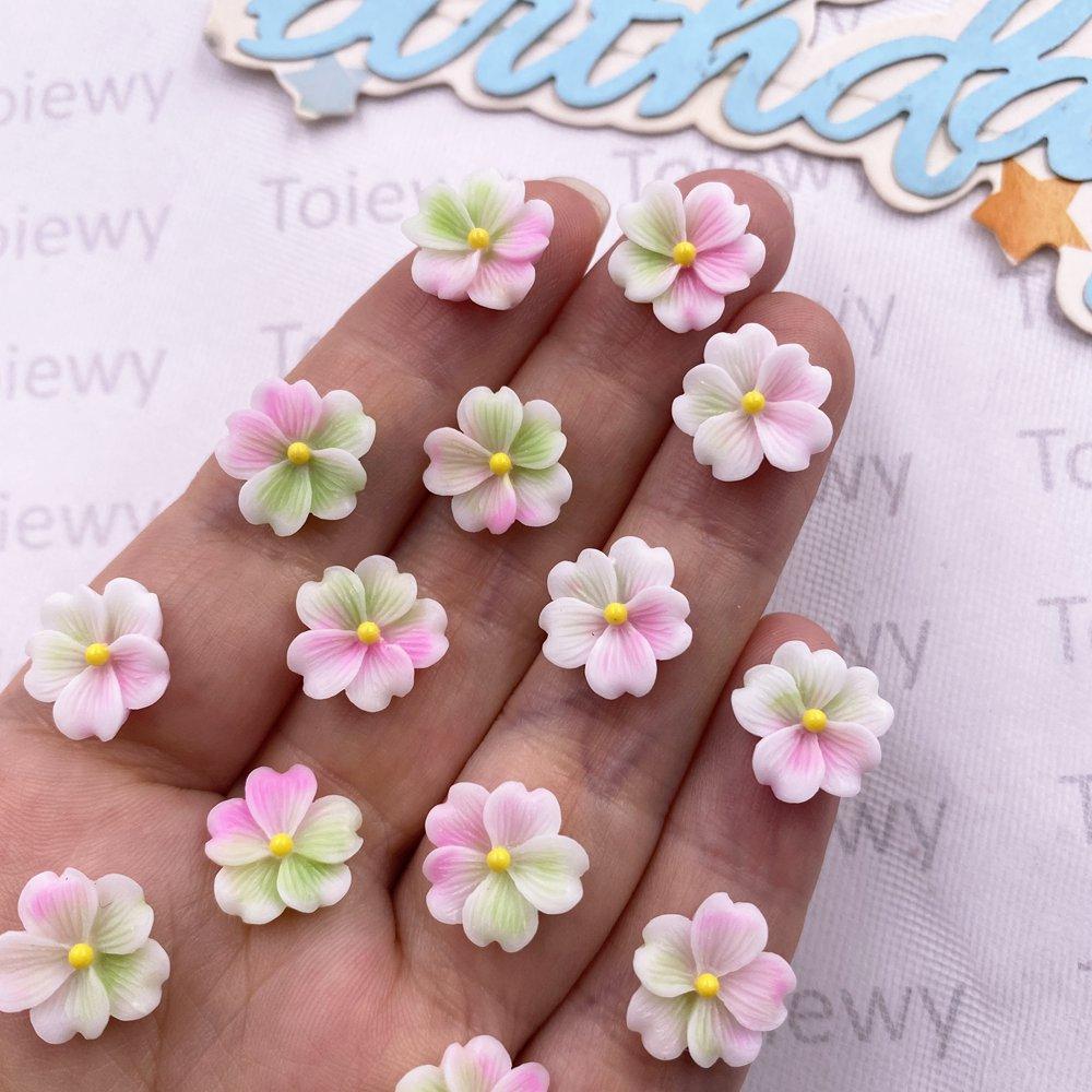 50Pcs Resin Kawaii Colorful 12mm Flower Flat Back Stone Gem DIY Wedding Scrapbook Christmas Art Decor Jewelry Crafts Accessories