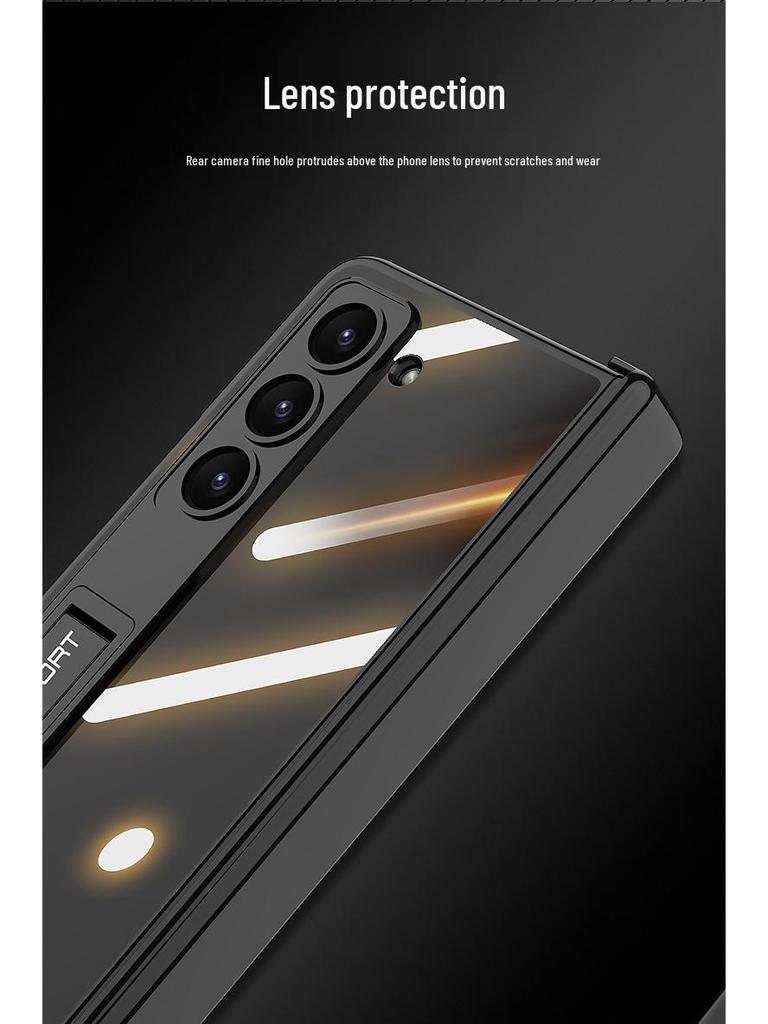 Samsung Z Fold5 Electroplated Transparent Case with Hinge Protection and Foldable Screen Bracket