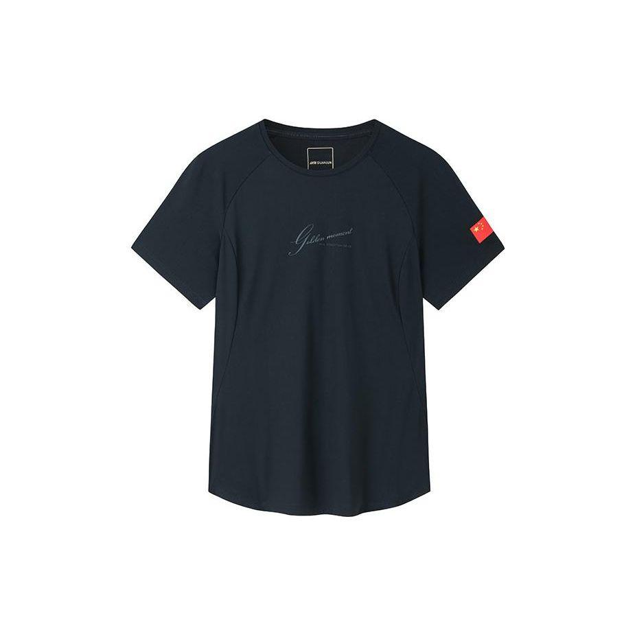 

Anta Champion All-Weather Series Letter Flag Round Neck Short Sleeve T-Shirt Women T-Shirt Night-Sea-Black 162330102-3 M