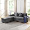 [5-Kissen Supreme Set] LED-Sofa mit wolkenweichem Sitzgefühl: 3-Sitzer-Sofa + Überdimensionierter abnehmbarer Hocker, Tragfähige modulare Möbel in L-Form