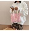 DIY TikTok-Style Grid Woven Plush Handbag - Fashionable Retro Women's Shoulder Bag