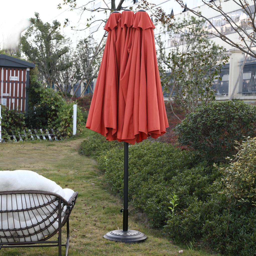 14.8 Ft Double Sided Outdoor Umbrella Rectangular Large with Crank ( Orange )(No Base)