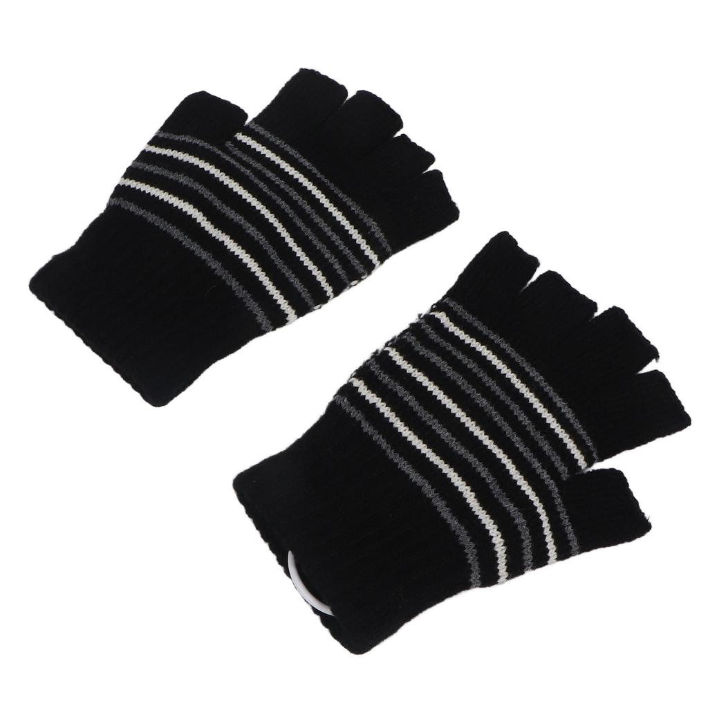 USB Heizhandschuhe Winterhandschuhe Sicher Waschbar Fingerlose Strickhandschuhe für Arbeit Lernen Outdoor Gestreift