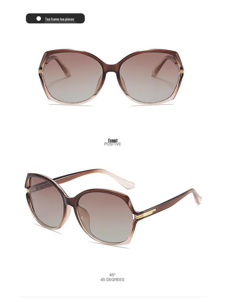 Elegant Oversized Polarized Sunglasses for Women - UV Protection, Retro Style, Face Slimming