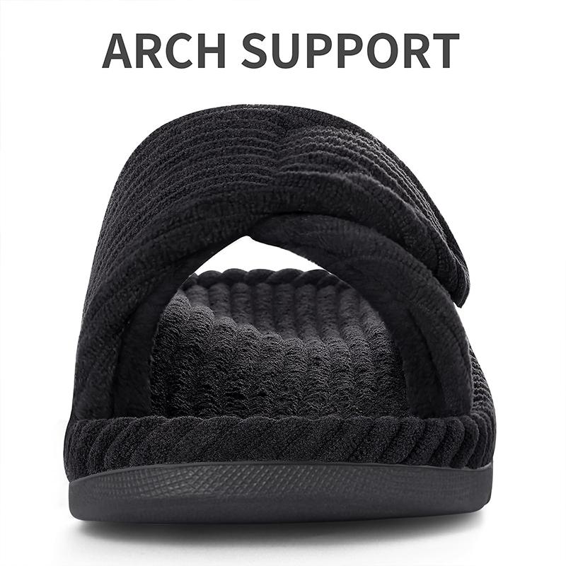 Fashion Kidmi Women Slippers Corduroy Bedroom Shoes with Arch Support Velcro Adjustable Women's Cotton Slippers House Slippers for Women