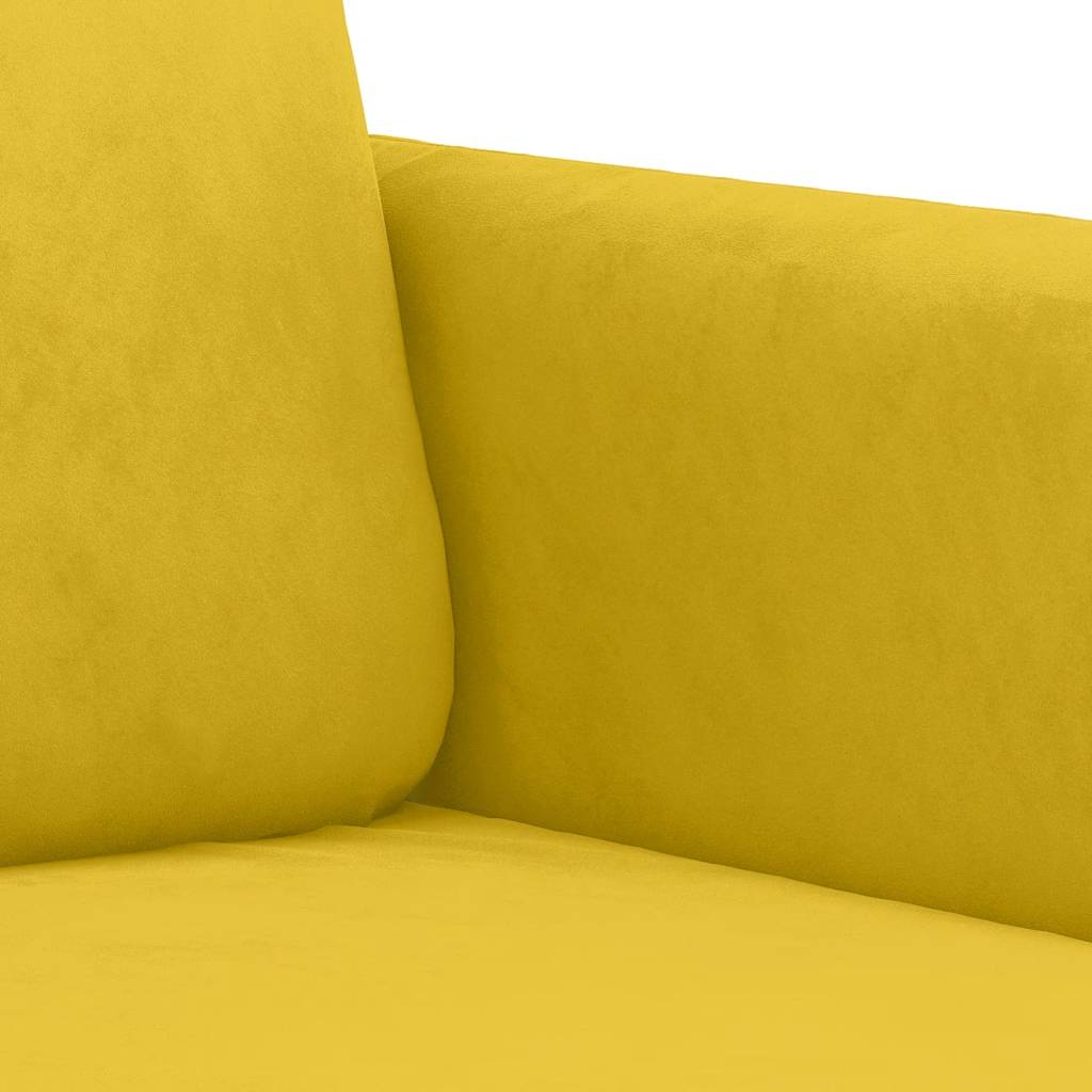 3 Piece Sofa Set with Cushions Yellow Velvet