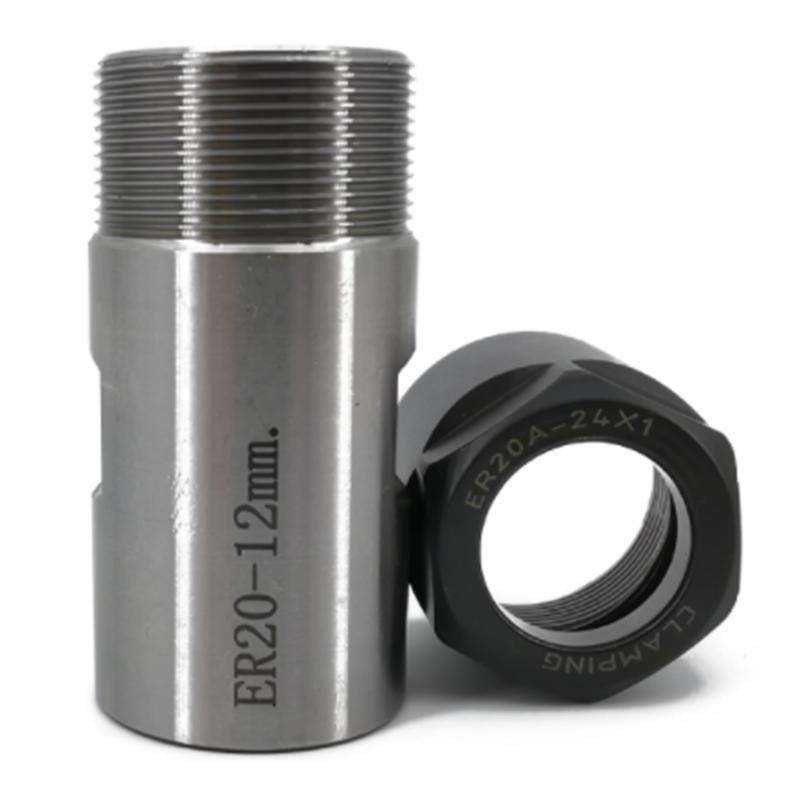 A34R 1Set C25 ER20 +7Pcs 3 -12Mm Collet Chuck Motor Shaft Extension Rod Spindle Collet Lathe Tools Holder