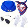 Women's Flight Attendant Cosplay Costume Accessory Set Men Flight Attendant Costumes Accessory Cap Sunglasses Tie Halloween Suit