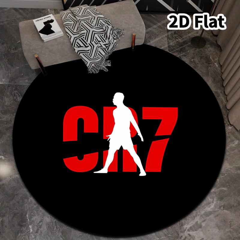 Cr7 Round Area Rug Carpet Rug For Living Room Bedroom Sofa Playroom Decor Nonslip Floor Mat
