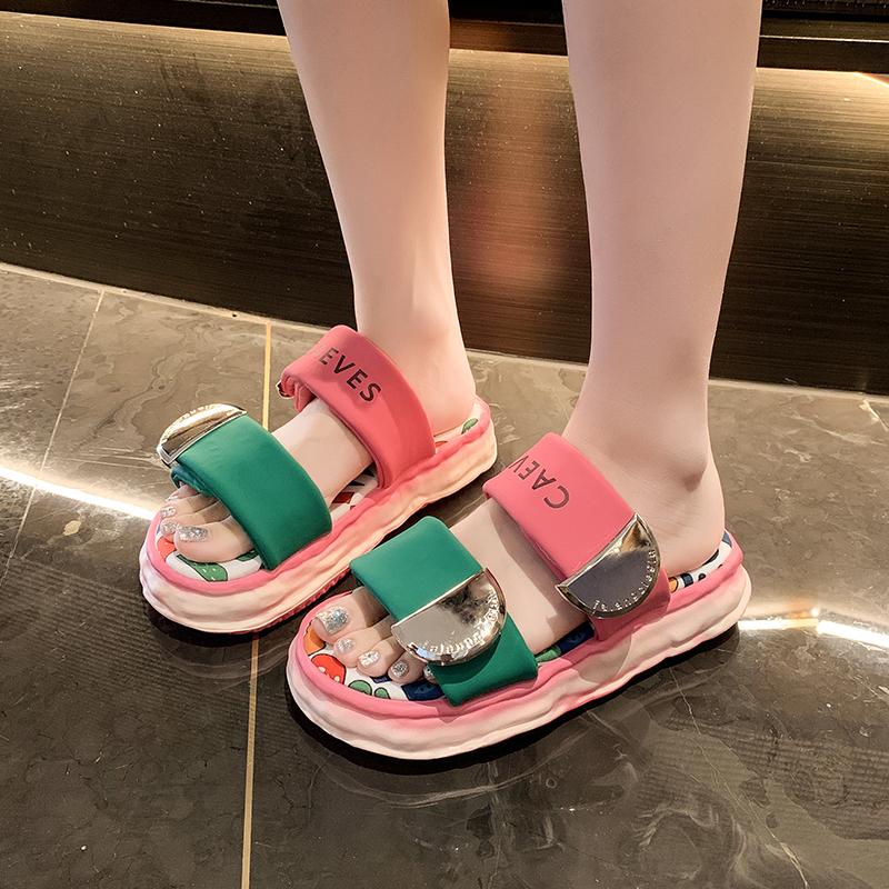 Fashion Women Slippers Fashionable Graffiti Platform Slippers Women Summer Beach Sandals Thick Bottom Slip-On Slide Women Shoes