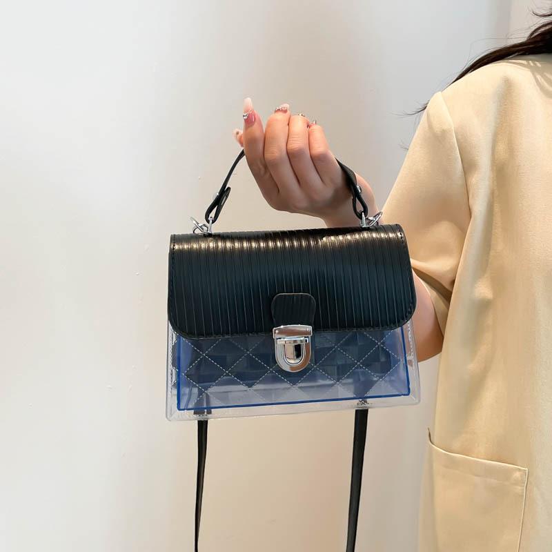 

Модная и прозрачная новая персонализированная маленькая квадратная сумка женская 2025 новая изысканная для通勤, с темпераментом, универсальная сумка-мессенджер чёрный