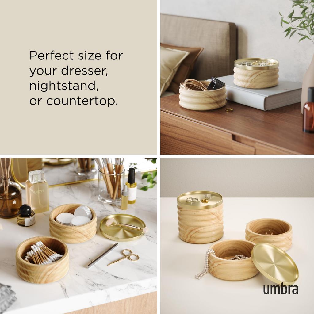 Official Umbra Tesora Wood Natural Accessory Storage Box,
