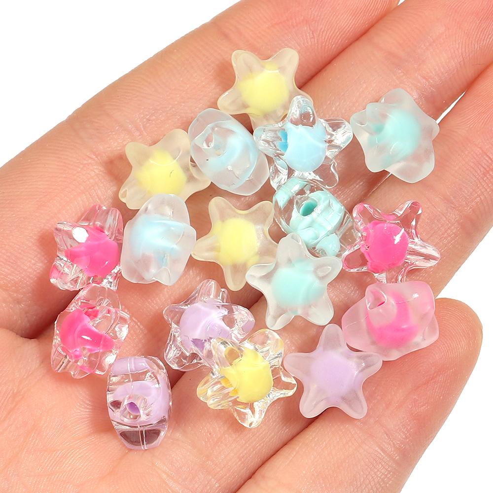 50pcs 12mm Acrylic Star Beads Colorful Five-pointed Star Loose Beads For DIY Jewelry Making Bracelets Phone Chain Accessories