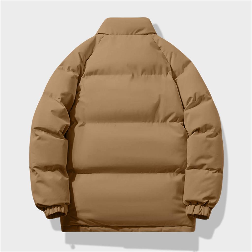 Unisex Oversized Cotton Jacket Faux Two-Piece Lined Patchwork Cotton Coat