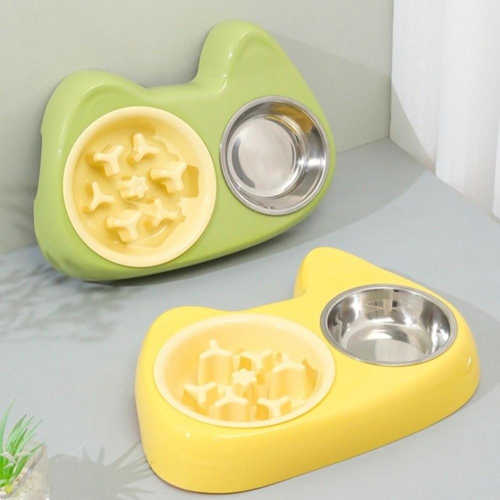 2-in-1 Pet Slow Feeder Bowl Thick Non Slip Base Anti-Choking Food Bowl Interactive Anti-Spill Cat Water Bowl Puppy Feeding