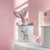 380ml Ceramic Rabbit Mug Farmhouse Grey Bunny Mug Porcelain Water Milk Cup Breakfast Juice Cup Microwave Safe