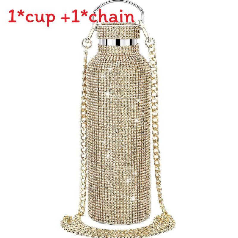 Diamond Water Glitter Bottle Stainless Steel Thermal Bottle Refillable Water Cup