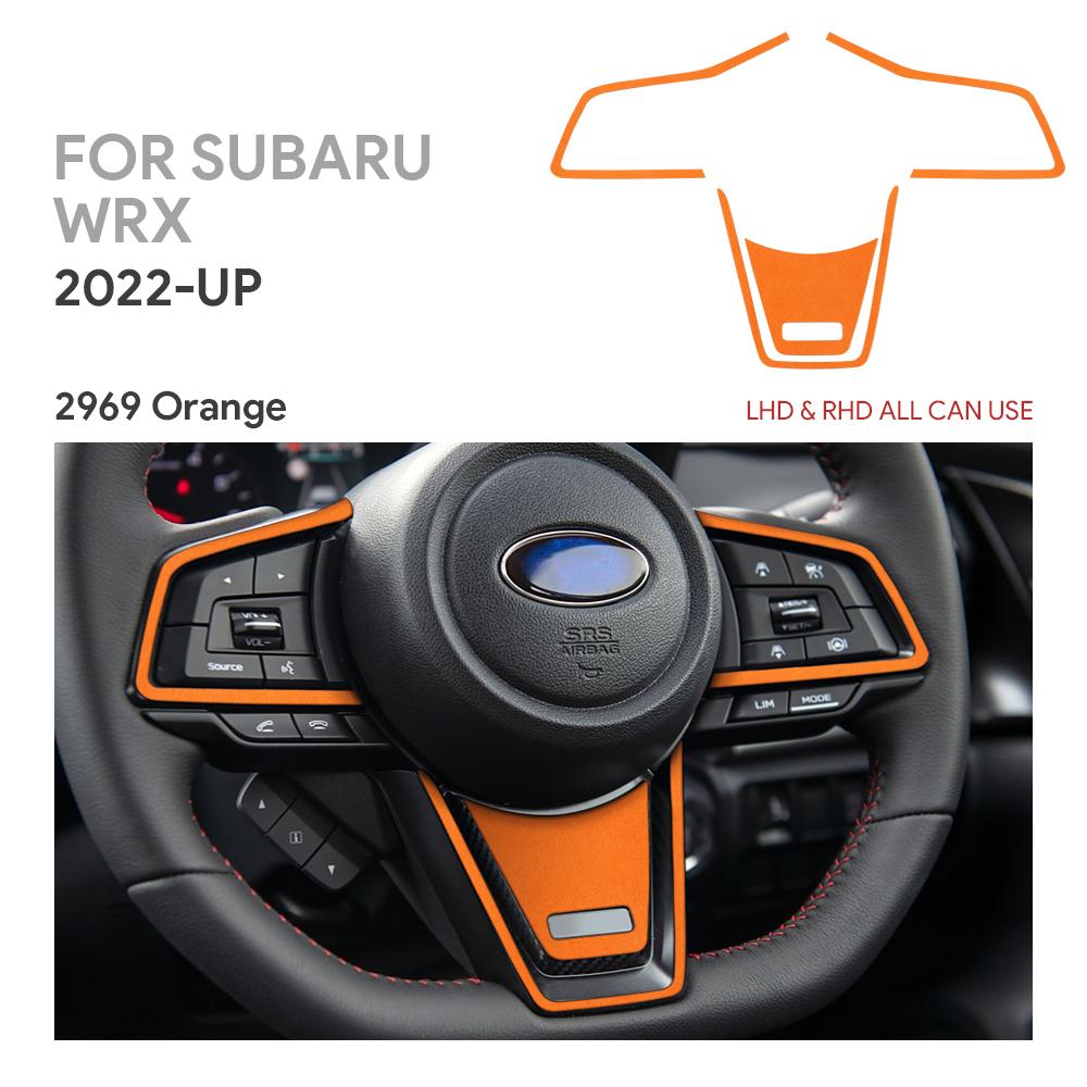 

For Subaru WRX/ WRX STI 2024 2025 Car Steering Wheel Center Black Red Interior Auto Accessories Top Suede Trim Sticker Orange LHD RHD