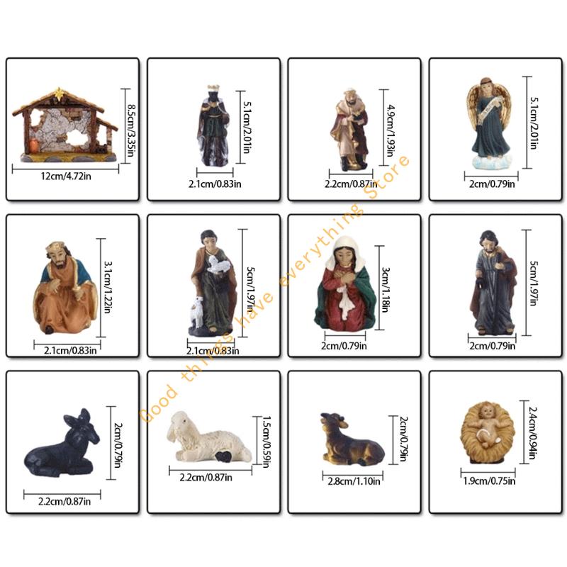 Christmas Nativity Figurines Resins Nativity Scene Statue with Stable Holy Family Statue Table Centerpieces Home Decors 55KF