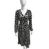 Women Leopard Print V Neck High Waist Irregular Long Sleeve Casual Dress