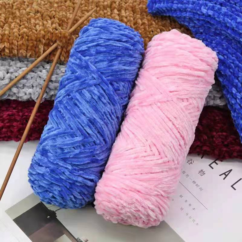 1pc 100g Chenille Yarn Soft Thick Velvet Yarn Handmade DIY Crafts Dolls Crochet Yarn Line for Knitting Scarf Hat Sweater