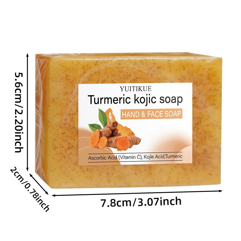 Turmeric Kojic Soap Rich In Kojic Acid, Turmeric, and Collagen, Natural Ginger Soap for Deep Moisturizing, Cleansing, Brightening, and Thick Lather