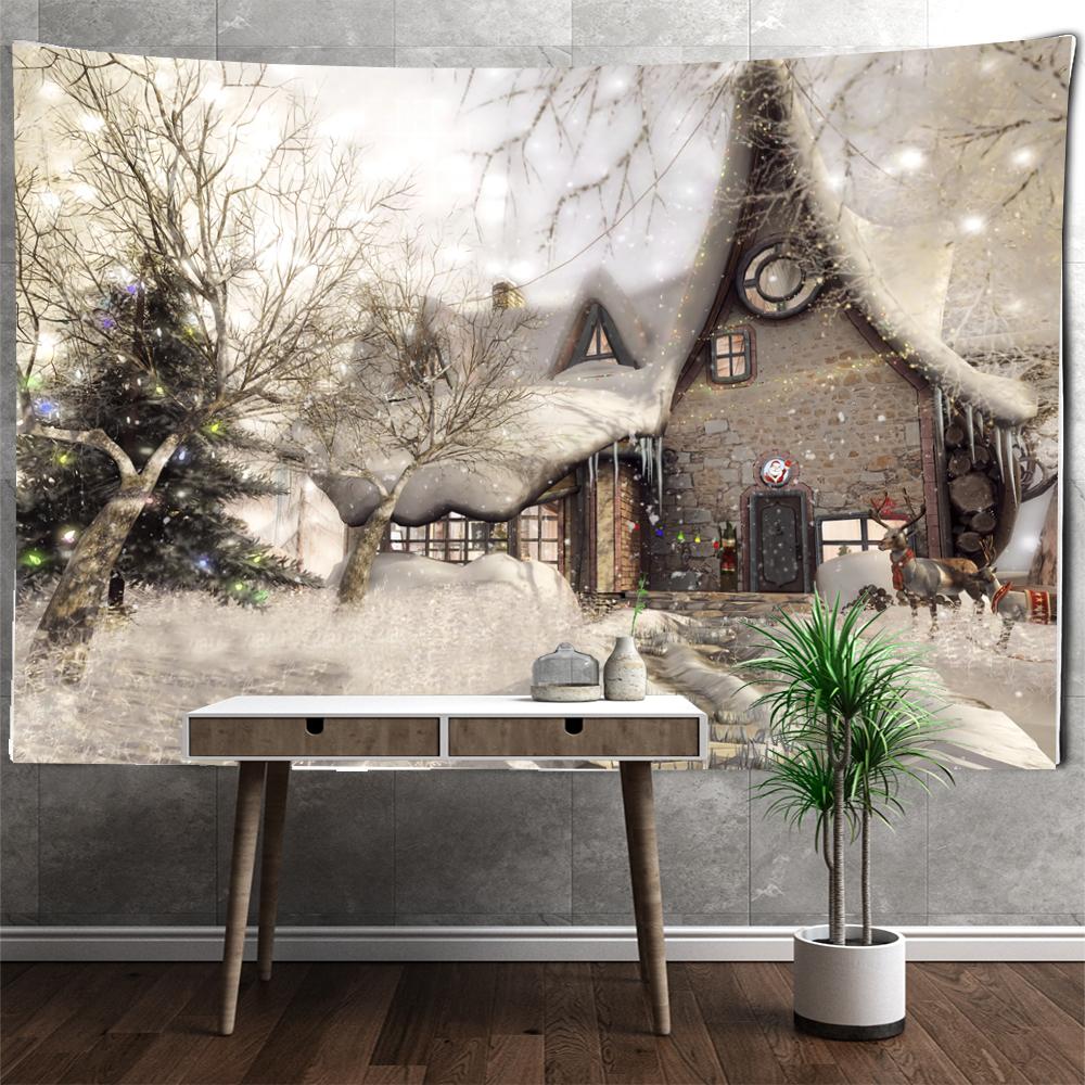 Kryształowa Gobelina Choinkowa Seria Scen Śnieżnych Wisząca na Ścianie Styl Romantyczny Czarownictwo Wystrój Domu Pokoju
