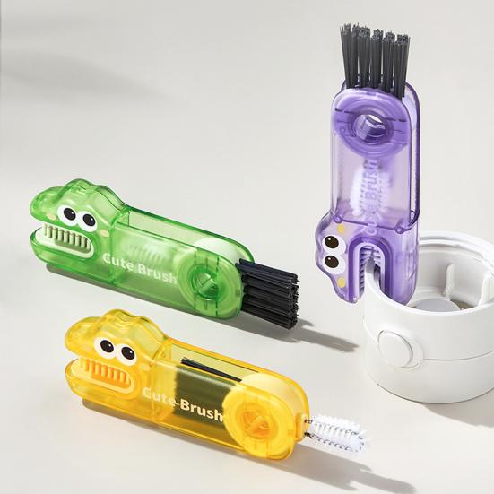 2/3Pcs 3 In 1 Cleaning Brushes Cartoon Design Food-Grade Anti-Slip Handle Gap Brush Portable Long Bristle Bottle Cleaner
