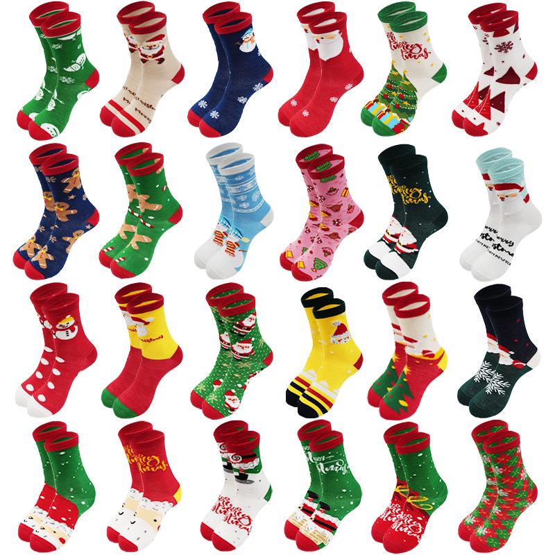 50 Christmas Stocking Styles: Autumn/Winter Cartoon Mid-Calf Socks, Perfect Holiday Gift