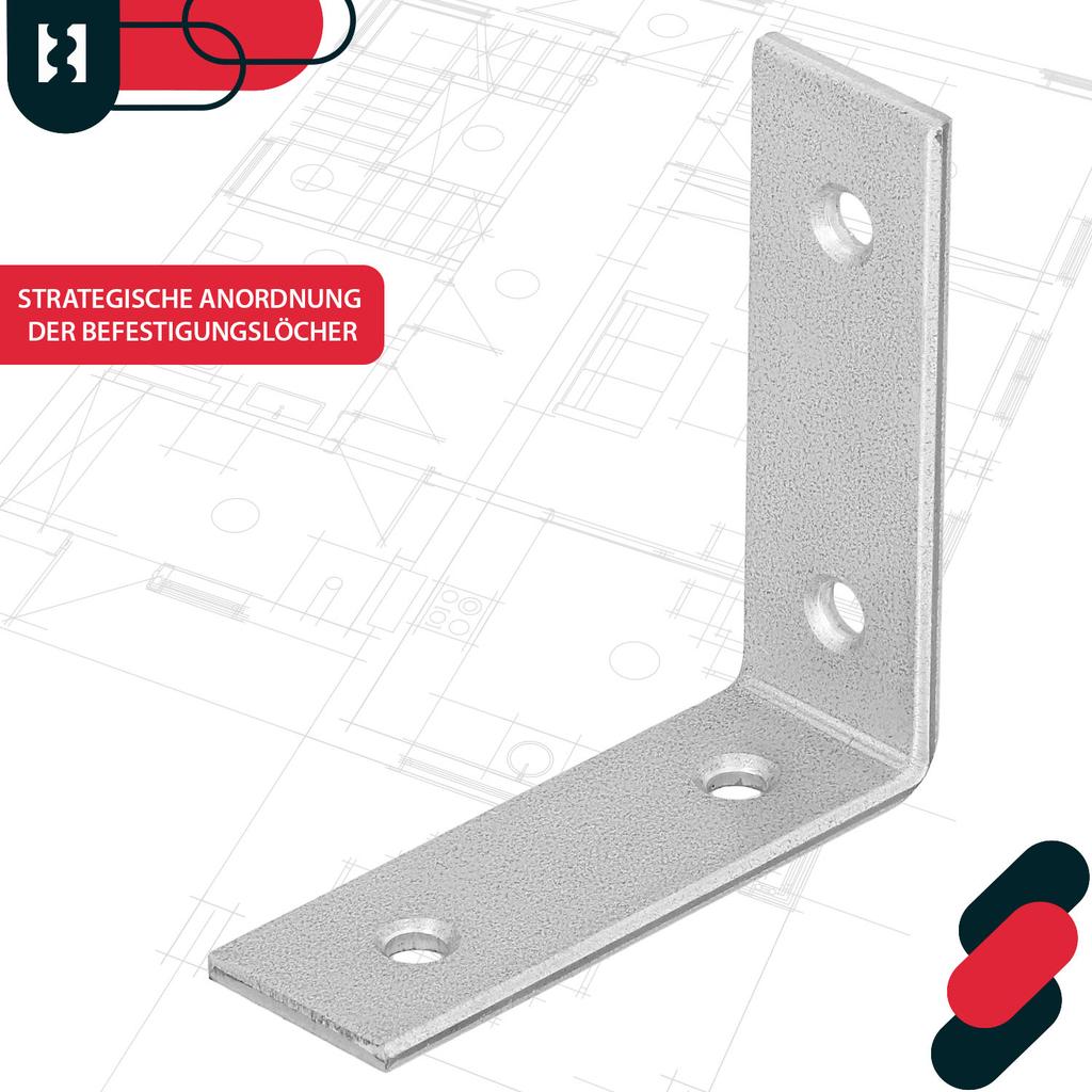 Carpenter's Angle, Construction Connector, Steel, Galvanized, 50x50x17 MM, 12 PCS
