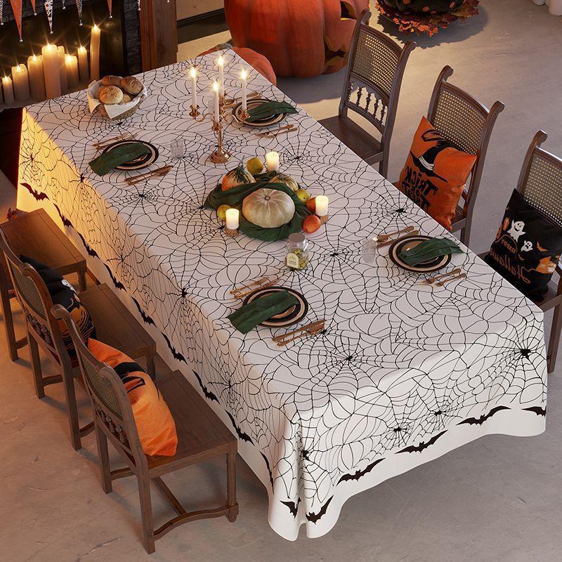 Halloween Tablecloth Decorative Cover Party Table Setting Pumpkin Spider Theme Festive Background