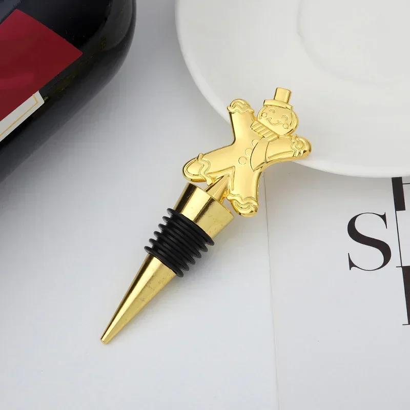 1 Stück Weihnachtsmann Weihnachts-Weinflaschenverschluss Lebkuchenmann Weihnachten Elch Gold Flaschenverschluss Verschluss Weinbar-Zubehör Geschenk