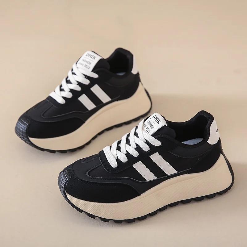 Women's Comfortable Thick Bottom Casual Shoes Spring Summer Autumn Fashionable Breathable Mesh Lined Round Toe Flat Footwear
