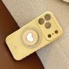 Cream polka dot Apple 17 Promax phone case iPhone 16 heart-shaped mirror magnetic suction support