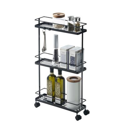 Yamazaki Wąski wózek kuchenny Jitsugyo Czarny W38xG12xW66cm Tower tylko kółka i haczyki są montowane przez 7152 Ok.. [Kompletny produkt klienta]