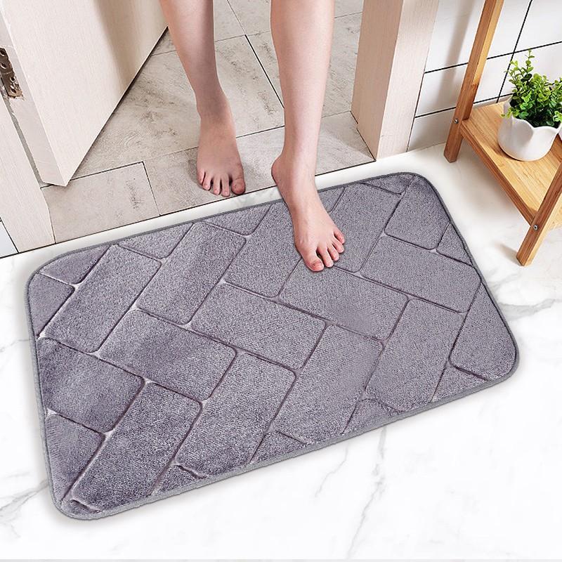 

1 шт. фланелевый диагональный сетчатый коврик для ванной комнаты с тиснением, мягкий и простой, впитывающий воду, противоскользящий коврик для ног в дверь ванной комнаты и спальни 400MMx600MM серый