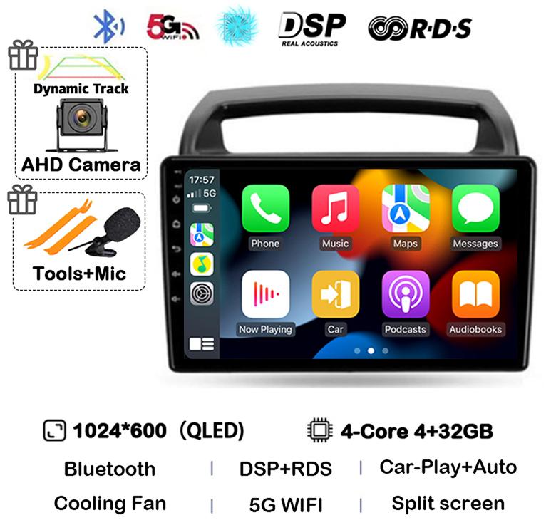 Android 14 WIFI+4G CarPlay Auto Car Radio For KIA Carnival VQ 2006 - 2014 Autoradio Multimedia Player Navigation GPS Stereo DSP
