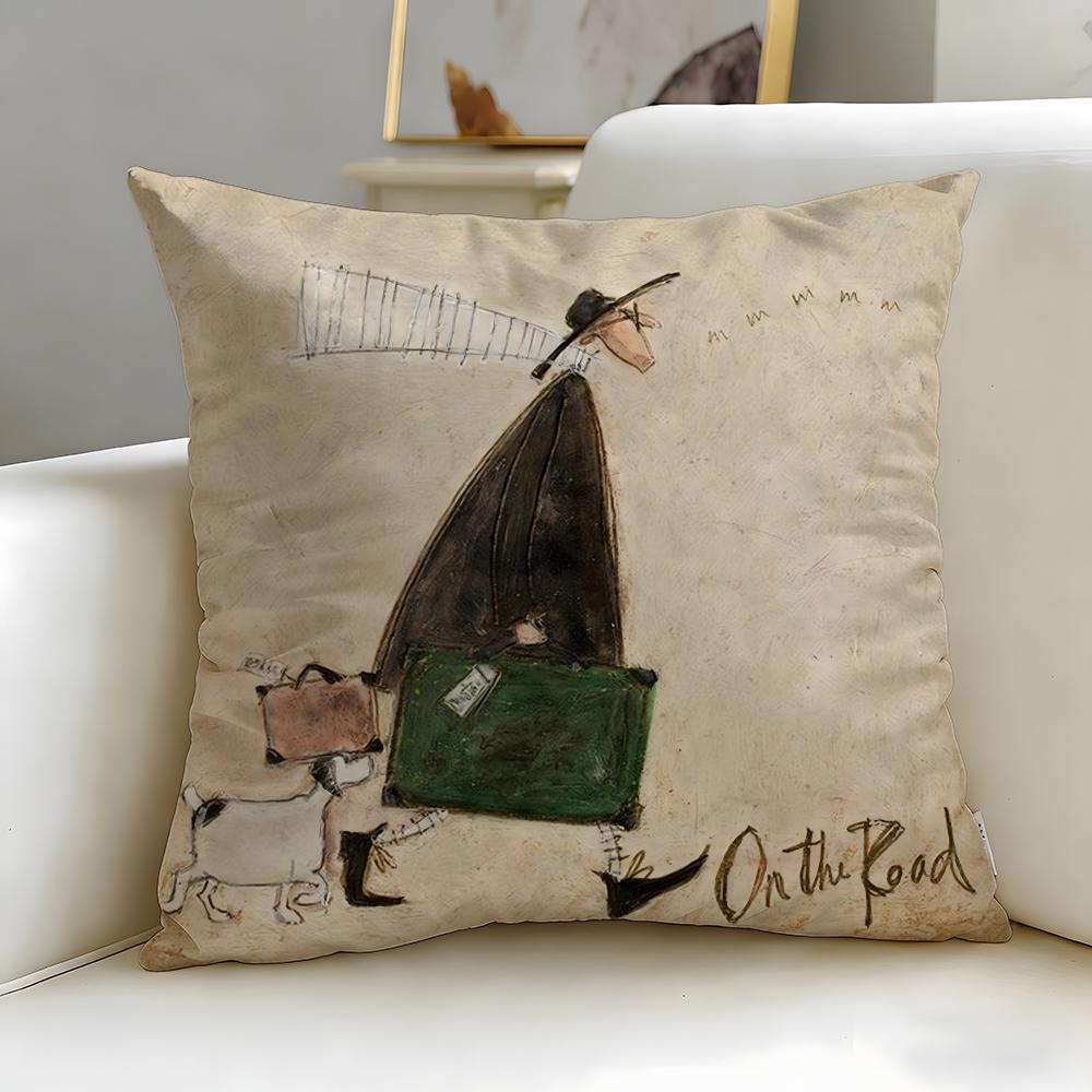 Classic Artist Sam Toft Cushion Cover Soft EasyWash Pillow Case Versatile for Couch Bed Travel and Office
