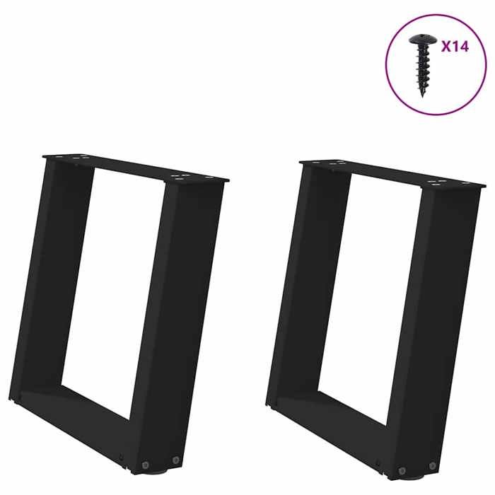 VidaXL Pieds de table basse en U, 2 pièces, noir, 50 x (42-43) cm, acier 4012764