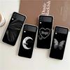 Gothic Style Black Lip Phone Case For Samsung Galaxy Z Flip 3 4 5 Hard Folding Clear PC Bumper For Samsung Z Flip 6 Back Cover
